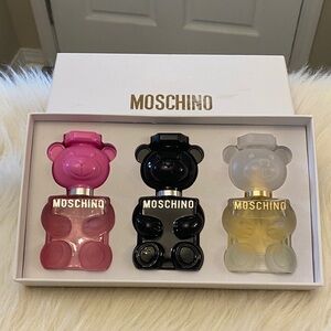 Moschino Teddy Bear Trio - Pink, Black, Frosted Yellow 1.0 oz bottles NIB